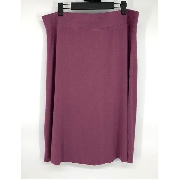 LOGO by Lori Goldstein Dresses & Skirts - LOGO Layers Lori Goldstein Skirt Pull On Knit Stretch Raw Hem